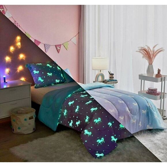 NEW WITH TAGS YOUR ZONE GLOW IN THE DARK TWIN COMFORTER SET - Picture 3 of 10